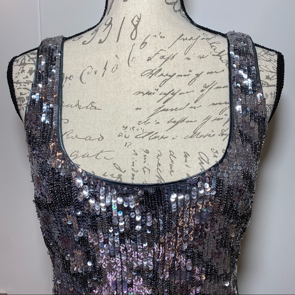 Bebe Sequined Silver Dress Size 6 - Picture 3 of 9
